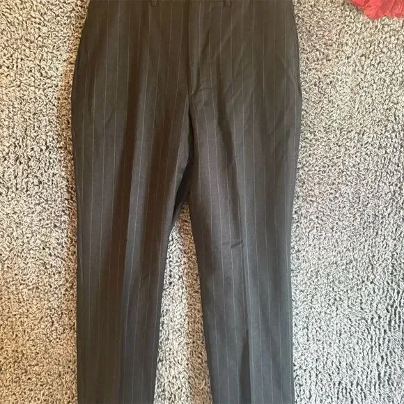 VTG Nautica Men's Gray Wool Pinstripe Dress Pants Size 36x34 Pleated